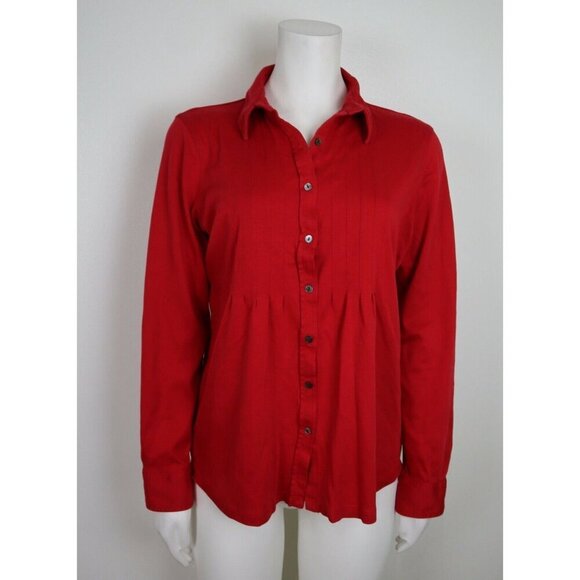 WOMEN'S RED LONG SLEEVE STRETCH KNIT TOP - L.L. BEAN - SIZE M - Picture 2 of 6